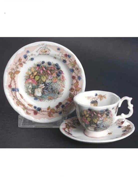 Royal Doulton Other - Brambly Hedge By Royal Doulton Autumn 3-Piece Bone Mini Tea Cup Set Plate Mug